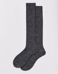 Classic Wool Long Socks - Charcoal