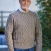Aran Crew Neck Jumper - Cobble -Joseph Turner Shop Mens Cobble Aran Crew Neck Jumper MKARCRCOB 0