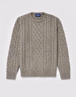Aran Crew Neck Jumper - Cobble 11 Aran Crew Neck Jumper - Cobble -Joseph Turner Shop Mens Cobble Aran Crew Neck Jumper MKARCRCOB 3