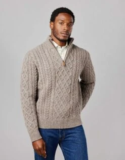Aran Half Zip Jumper - Cobble