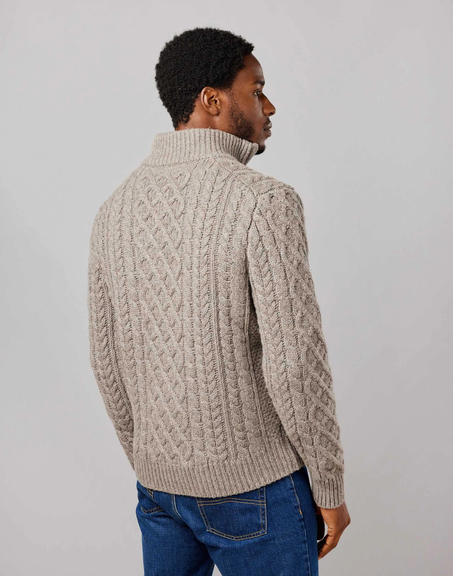 Aran Half Zip Jumper - Cobble 4 Aran Half Zip Jumper - Cobble - Image 2
