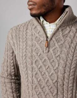 Aran Half Zip Jumper - Cobble 10 Aran Half Zip Jumper - Cobble -Joseph Turner Shop Mens Cobble Aran Half Zip Jumper MKARHZCOB 4