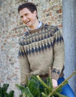 Fair Isle Crew Neck Jumper - Cobble/Navy