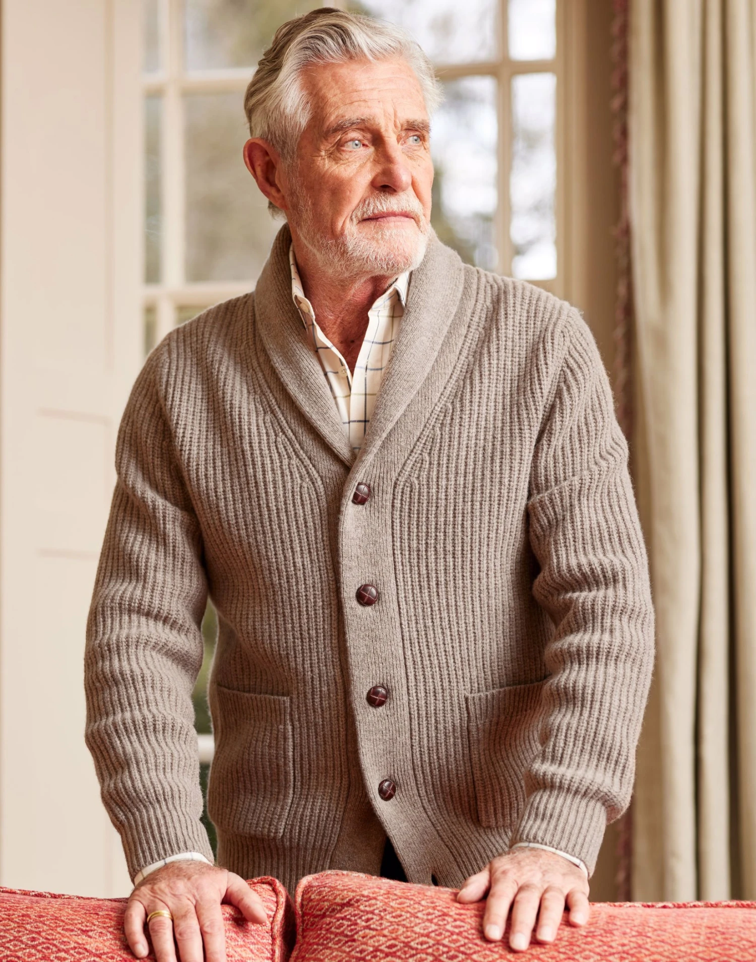 Whitby Shawl Collar Cardigan - Cobble 3 Whitby Shawl Collar Cardigan - Cobble