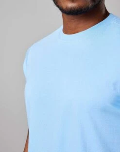 Cotton T Shirt - Cornflower -Joseph Turner Shop Mens Cornflower Cotton Crew Neck T Shirt MTTEESBLU 4