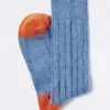 Heel & Toe Cotton Socks - Cornflower/Orange -Joseph Turner Shop Mens Cornflower Orange Cotton Heel and Toe Socks MASOHTCFO 1