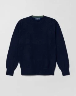 Cashmere Crew Neck Jumper - Dark Blue -Joseph Turner Shop Mens Dark Blue Cashmere Crew Neck Jumper MKCACRDKB 3