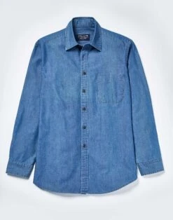 Chambray Shirt - Dark Blue -Joseph Turner Shop Mens Dark Blue Chambray Shirt MCCHAMDKB 3
