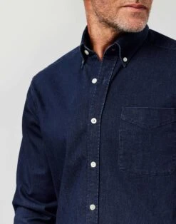 Denim Shirt - Dark Blue -Joseph Turner Shop Mens Dark Blue Denim Shirt MCDENMDKB 4