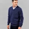 Lambswool V Neck - Dark Blue -Joseph Turner Shop Mens Dark Blue Lambswool V Neck Jumper MKLWVNDKB 1