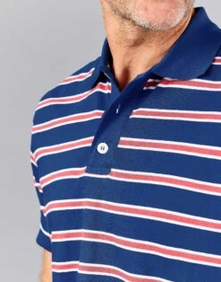 Striped Polo Shirt - Blue/Red -Joseph Turner Shop Mens Dark Blue Red Striped Polo Shirt MTPOSSDBR 4