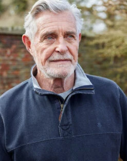 Washed Piqué Half Zip Sweatshirt - Dark Blue