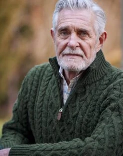 Aran Half Zip Jumper - Dark Green