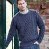 Aran Crew Neck Jumper - Denim -Joseph Turner Shop Mens Denim Aran Crew Neck Jumper MKARCRIND 0