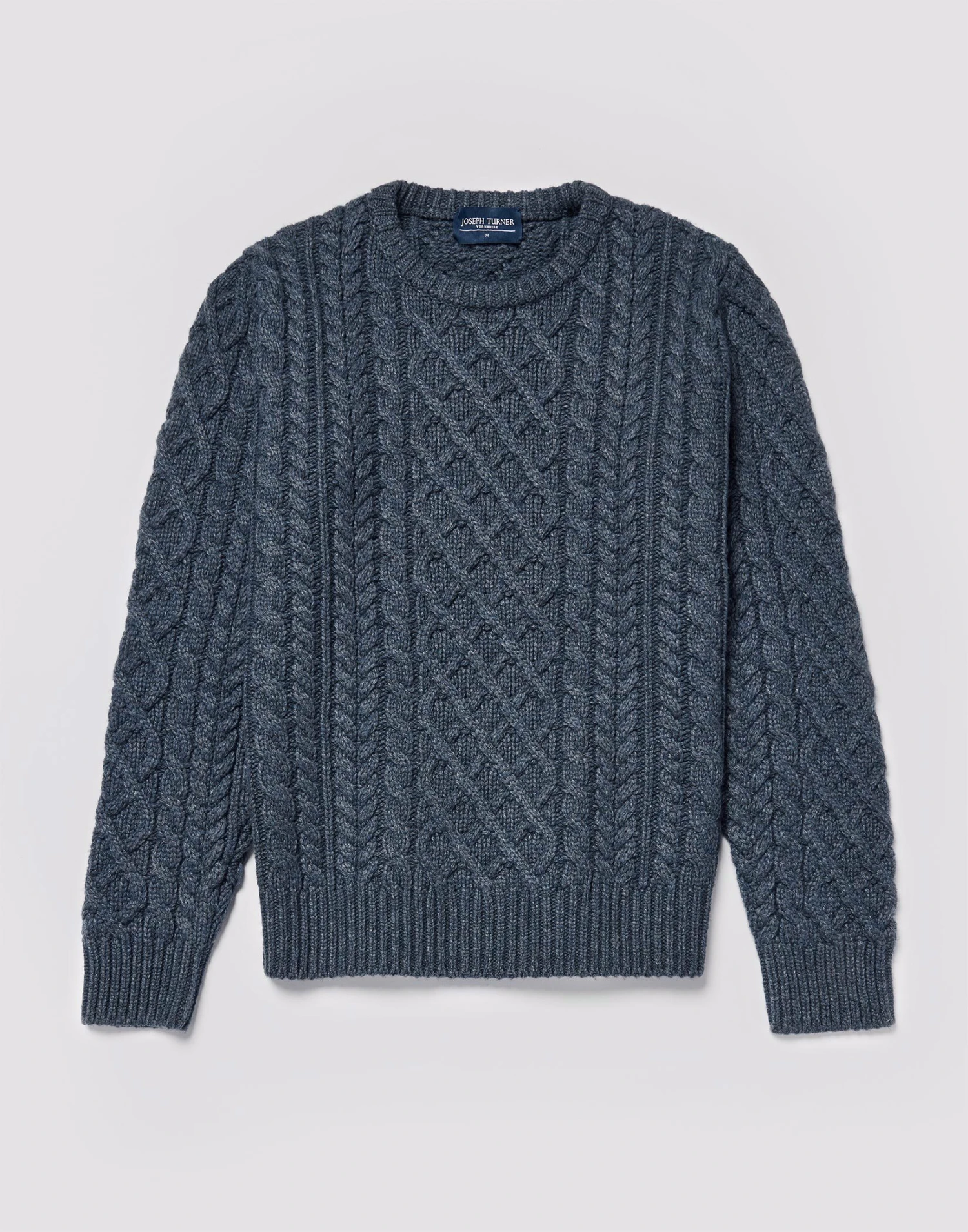 Aran Crew Neck Jumper - Denim 6 Aran Crew Neck Jumper - Denim - Image 4