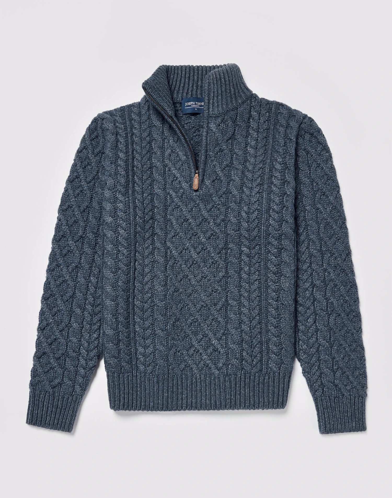 Aran Half Zip Jumper - Denim 5 Aran Half Zip Jumper - Denim - Image 3
