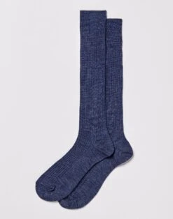 Classic Wool Long Socks - Denim