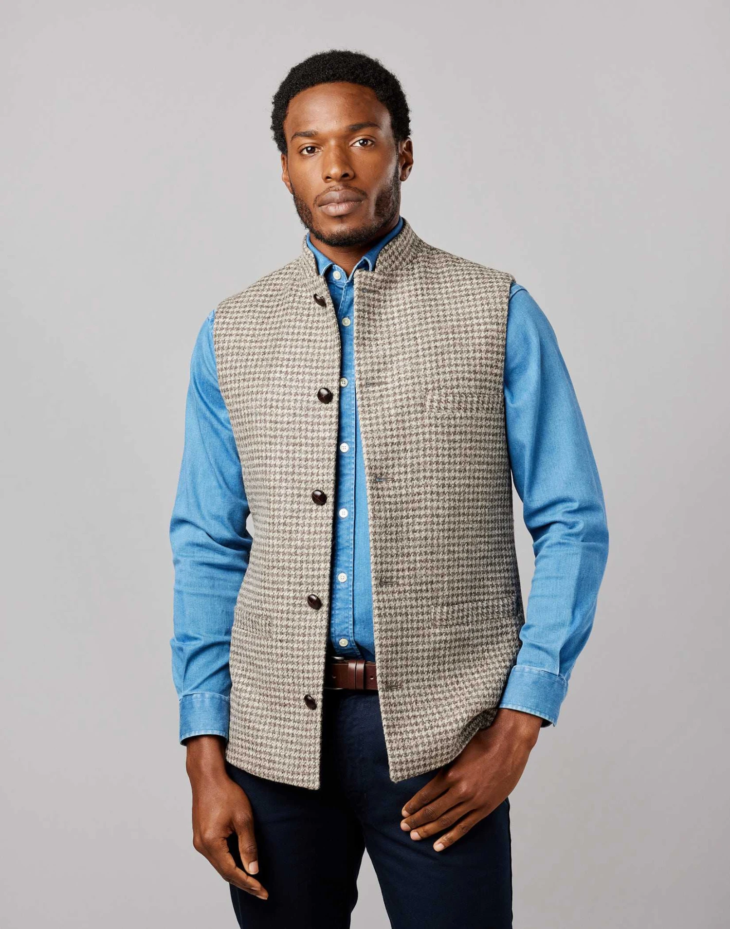 British Wool Nehru Gilet - Dogtooth 9 British Wool Nehru Gilet - Dogtooth - Image 7