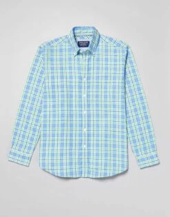 Washed Button Down Oxford Shirt - Green/Blue Check 9 Washed Button Down Oxford Shirt - Green/Blue Check -Joseph Turner Shop Mens Green Blue Check Washed Casual Oxford Shirt MCOXFDGRB 3