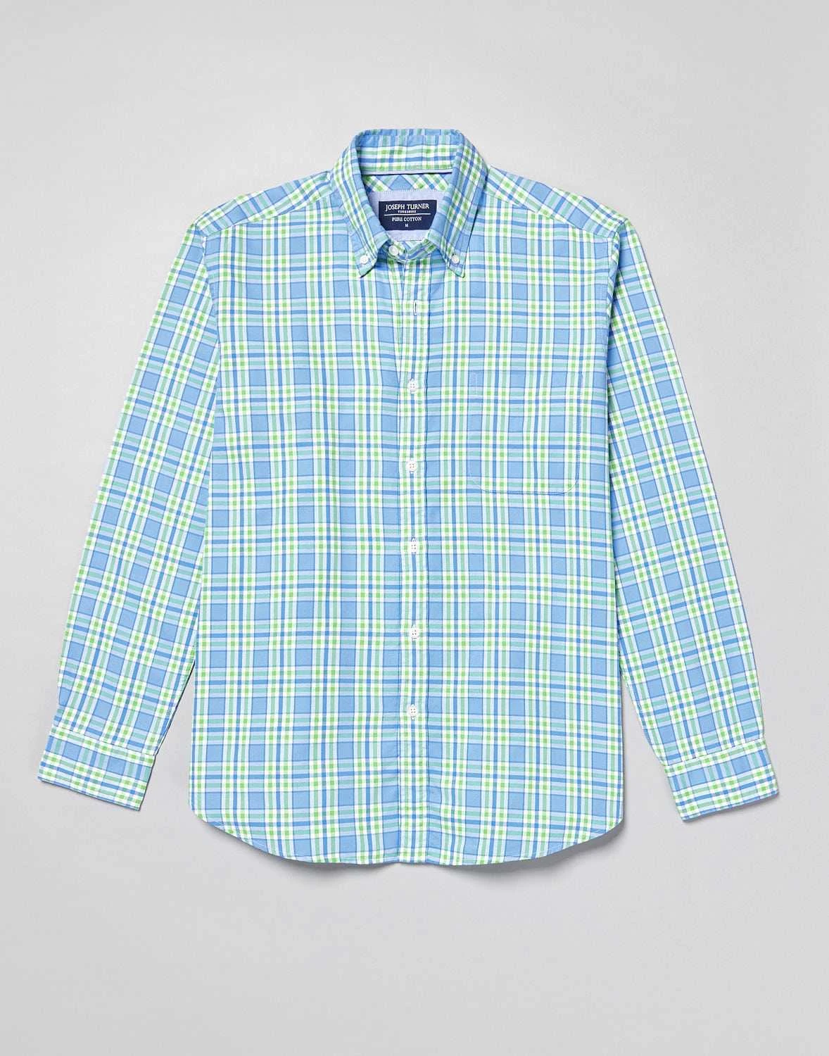 Washed Button Down Oxford Shirt - Green/Blue Check 5 Washed Button Down Oxford Shirt - Green/Blue Check - Image 3