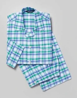 Pyjamas - Blue/Green Check (brushed)
