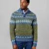 Fair Isle Button Neck Jumper - Green/Blue 2 Fair Isle Button Neck Jumper - Green/Blue -Joseph Turner Shop Mens Green Blue Fair Isle Button Neck Jumper MKNFIBGRB 1