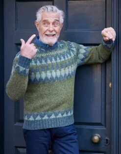 Fair Isle Crew Neck Jumper - Green/Blue