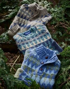 Fair Isle Crew Neck Jumper - Green/Blue -Joseph Turner Shop Mens Green Blue Fair Isle Crew Neck Jumper MKNFICGRB 6