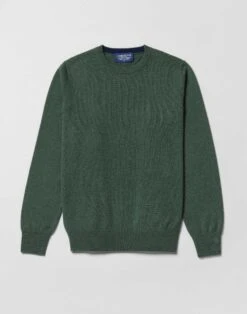 Cashmere Crew Neck Jumper - Green -Joseph Turner Shop Mens Green Cashmere Crew Neck Jumper MKCACRGRN 3