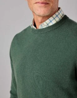 Cashmere Crew Neck Jumper - Green -Joseph Turner Shop Mens Green Cashmere Crew Neck Jumper MKCACRGRN 4