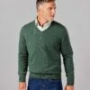 Cashmere V Neck Jumper - Green 1 Cashmere V Neck Jumper - Green -Joseph Turner Shop Mens Green Cashmere V Neck Jumper MKCAVNGRN 1