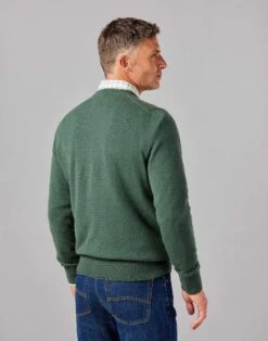 Cashmere V Neck Jumper - Green -Joseph Turner Shop Mens Green Cashmere V Neck Jumper MKCAVNGRN 2