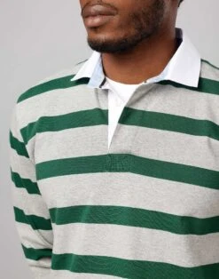 Rugby Shirt - Green/Grey -Joseph Turner Shop Mens Green Grey Rugby Shirt MTRUGBGRG 4