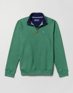 Half Zip Jersey Sweatshirt - Green -Joseph Turner Shop Mens Green Half Zip Jersey Sweatshirt MTHWHZGRN 3