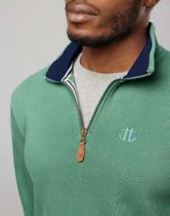 Half Zip Jersey Sweatshirt - Green -Joseph Turner Shop Mens Green Half Zip Jersey Sweatshirt MTHWHZGRN 4