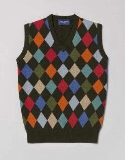 Harlequin Slip Over - Green -Joseph Turner Shop Mens Green Harlequin Slipover MKHAQSGRN 3