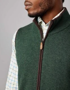 Merino Gilet - Green 10 Merino Gilet - Green -Joseph Turner Shop Mens Green Knitted Merino Gilet MKMEGTGRN 4