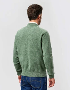 Lambswool Crew Neck Jumper - Green -Joseph Turner Shop Mens Green Lambswool Crew Neck Jumper MKLWCRGRN 2