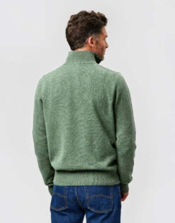 Lambswool Half Zip Jumper - Green -Joseph Turner Shop Mens Green Lambswool Half Zip Jumper MKLWHZGRN 2