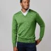 Merino V Neck Jumper - Green