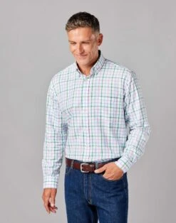 Button Down Oxford Shirt - Green/Purple/Blue