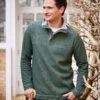 Washed Piqué Half Zip Sweatshirt - Green