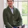 Whitby Shawl Collar Cardigan - Green 2 Whitby Shawl Collar Cardigan - Green -Joseph Turner Shop Mens Green Whitby Shawl Collar Cardigan MKWBSCGRN 0