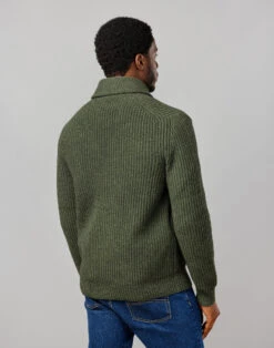 Whitby Shawl Collar Cardigan - Green -Joseph Turner Shop Mens Green Whitby Shawl Collar Cardigan MKWBSCGRN 2