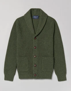 Whitby Shawl Collar Cardigan - Green -Joseph Turner Shop Mens Green Whitby Shawl Collar Cardigan MKWBSCGRN 3