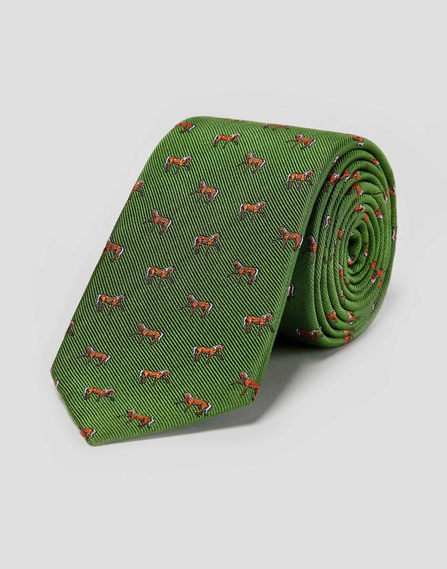 Horses On Green Woven Silk Tie 3 Horses On Green Woven Silk Tie