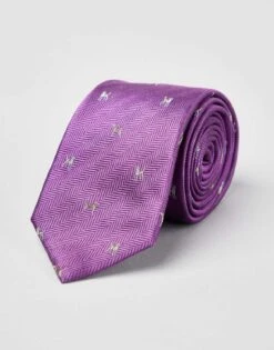 Hounds On Purple Woven Silk Tie