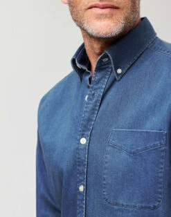 Denim Shirt - Mid Blue 10 Denim Shirt - Mid Blue -Joseph Turner Shop Mens Mid Blue Denim Shirt MCDENMMBL 4