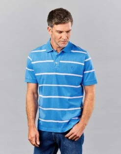 Striped Polo Shirt - Blue/Pink