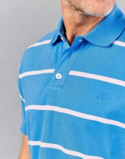 Striped Polo Shirt - Blue/Pink -Joseph Turner Shop Mens Mid Blue Pink Striped Polo Shirt MTPOSSMBP 4